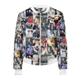 Женский бомбер 3D с принтом BTS Collage в Ухте, 100% полиэстер | застегивается на молнию, по бокам два кармана без застежек, мягкие манжеты, по низу бомбера и на воротнике — эластичная резинка | bangtan | boy | j hope | jimin | jin | jungkook | korea | luv | rm | suga | v | with | бтс | кей | поп
