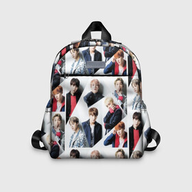 Детский рюкзак 3D с принтом BTS COLLAGE в Ухте, 100% полиэстер | лямки с регулируемой длиной, сверху петелька, чтобы рюкзак можно было повесить на вешалку. Основное отделение закрывается на молнию, как и внешний карман. Внутри дополнительный карман. По бокам два дополнительных кармашка | bangtan | boy | j hope | jimin | jin | jungkook | korea | luv | rm | suga | v | with | бтс | кей | поп