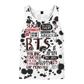 Мужская майка 3D с принтом BTS K-POP ARMY в Ухте, 100% полиэстер | круглая горловина, приталенный силуэт, длина до линии бедра. Пройма и горловина окантованы тонкой бейкой | Тематика изображения на принте: bangtan | boy | j hope | jimin | jin | jungkook | korea | luv | rm | suga | v | with | бтс | кей | поп