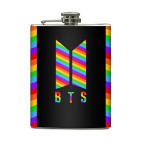 Фляга с принтом BTS RAINBOW в Ухте, металлический корпус | емкость 0,22 л, размер 125 х 94 мм. Виниловая наклейка запечатывается полностью | 