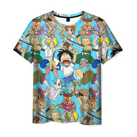 Мужская футболка 3D с принтом One Piece в Ухте, 100% полиэфир | прямой крой, круглый вырез горловины, длина до линии бедер | Тематика изображения на принте: monkey d. luffy | one piece | tony tony chopper | аниме | большой куш | ван пис | ванпис | манга | манки д. луффи | пираты | пираты соломенной шляпы | тони тони чоппер