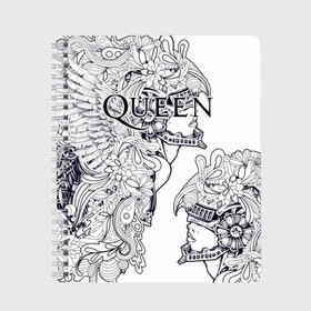 Тетрадь с принтом Queen в Ухте, 100% бумага | 48 листов, плотность листов — 60 г/м2, плотность картонной обложки — 250 г/м2. Листы скреплены сбоку удобной пружинной спиралью. Уголки страниц и обложки скругленные. Цвет линий — светло-серый
 | Тематика изображения на принте: bohemian | brian | freddie | john | mercury | must go on | queen | rhapsody | roger | taylor | the miracle | the show | роджер тейлор | фредди меркьюри