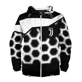 Мужская ветровка 3D с принтом Juventus. в Ухте, 100% полиэстер | подол и капюшон оформлены резинкой с фиксаторами, два кармана без застежек по бокам, один потайной карман на груди | 