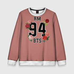 Детский свитшот 3D с принтом RM BTS в Ухте, 100% полиэстер | свободная посадка, прямой крой, мягкая тканевая резинка на рукавах и понизу свитшота | bangtan | bighit | boy | fake love | j hope | jimin | jin | jungkook | korea | kpop | live | luv | mic drop | rm | suga | v | with | бтс | кей | поп