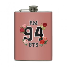 Фляга с принтом RM BTS в Ухте, металлический корпус | емкость 0,22 л, размер 125 х 94 мм. Виниловая наклейка запечатывается полностью | bangtan | bighit | boy | fake love | j hope | jimin | jin | jungkook | korea | kpop | live | luv | mic drop | rm | suga | v | with | бтс | кей | поп