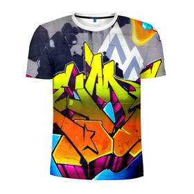 Мужская футболка 3D спортивная с принтом НЕОНОВОЕ ГРАФФИТИ в Ухте, 100% полиэстер с улучшенными характеристиками | приталенный силуэт, круглая горловина, широкие плечи, сужается к линии бедра | grafiti | paint | street art | urban | город | граффити | искусство | кирпичи | краски | рисунки | стена | улицы | уличное искусство