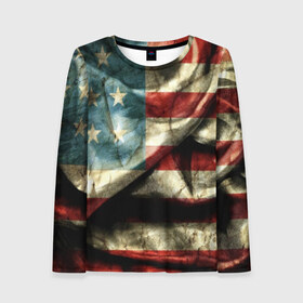 Женский лонгслив 3D с принтом USA 3D в Ухте, 100% полиэстер | длинные рукава, круглый вырез горловины, полуприлегающий силуэт | usa | абстракция | америка | американский | герб | звезды | краска | символика сша | страны | сша | флаг | штаты