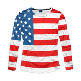 Женский лонгслив 3D с принтом Соединенные Штаты Америки в Ухте, 100% полиэстер | длинные рукава, круглый вырез горловины, полуприлегающий силуэт | usa | абстракция | америка | американский | герб | звезды | краска | символика сша | страны | сша | флаг | штаты