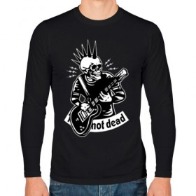 Мужской лонгслив хлопок с принтом Punk`s not dead в Ухте, 100% хлопок |  | Тематика изображения на принте: guitar | motto | music | punk | rock | skull | гитара | девиз | музыка | панк | рок | череп