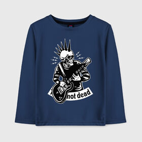 Детский лонгслив хлопок с принтом Punks not dead в Ухте, 100% хлопок | круглый вырез горловины, полуприлегающий силуэт, длина до линии бедер | guitar | motto | music | punk | rock | skull | гитара | девиз | музыка | панк | рок | череп