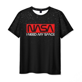 Мужская футболка 3D с принтом NASA (НА СПИНЕ) в Ухте, 100% полиэфир | прямой крой, круглый вырез горловины, длина до линии бедер | galaxy | nasa | space | space company | star | астрономия | галактика | звезды | космическая компания | космос | наса