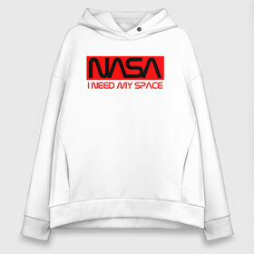 Женское худи Oversize хлопок с принтом NASA (НА СПИНЕ) в Ухте, френч-терри — 70% хлопок, 30% полиэстер. Мягкий теплый начес внутри —100% хлопок | боковые карманы, эластичные манжеты и нижняя кромка, капюшон на магнитной кнопке | flag | galaxy | nasa | space | space company | star | usa | астрономия | галактика | звезды | космическая компания | космос | наса | сша | флаг