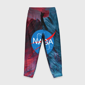 Детские брюки 3D с принтом NASA в Ухте, 100% полиэстер | манжеты по низу, эластичный пояс регулируется шнурком, по бокам два кармана без застежек, внутренняя часть кармана из мелкой сетки | Тематика изображения на принте: galaxy | nasa | space | space company | star | астрономия | галактика | звезды | космическая компания | космос | наса