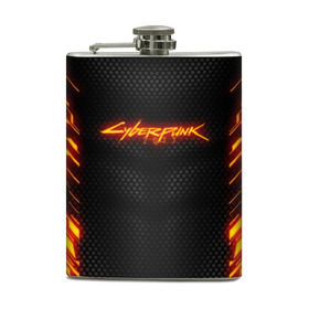 Фляга с принтом CYBERPUNK 2077 (НА СПИНЕ) в Ухте, металлический корпус | емкость 0,22 л, размер 125 х 94 мм. Виниловая наклейка запечатывается полностью | 2019 | cd project red | cyberpunk 2077 | fire | future | hack | night city | samurai | sci fi | андроиды | безумие | будущее | киберпанк 2077 | логотип | огонь | роботы | самураи | фантастика | цифры