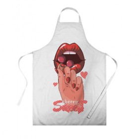 Фартук 3D с принтом Сладкая вишенка в Ухте, 100% полиэстер | общий размер — 65 х 85 см, ширина нагрудника — 26 см, горловина — 53 см, длина завязок — 54 см, общий обхват в поясе — 173 см. Принт на завязках и на горловине наносится с двух сторон, на основной части фартука — только с внешней стороны | вишня | рука