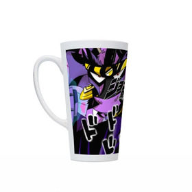 Кружка Латте с принтом JoJo Bizarre Adventure в Ухте, Белая керамика | Объем 480 мл; Высота 150 мм; Диаметр 90 мм | Тематика изображения на принте: anime | aureo | jojo | jojos | jojos bizarre adventure | vento | боевик | джоджо | иероглиф | манга | приключения | стиль | ужасы | фэнтези | япония