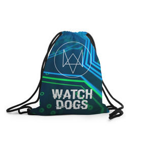 Рюкзак-мешок 3D с принтом WATCH DOGS в Ухте, 100% полиэстер | плотность ткани — 200 г/м2, размер — 35 х 45 см; лямки — толстые шнурки, застежка на шнуровке, без карманов и подкладки | action | ct os | ded sec | fox | gamer | glitch | hacker | player | watch dogs | watch dogs 2 | глитч | знак лиса | игра | компьютерная игра | хакер