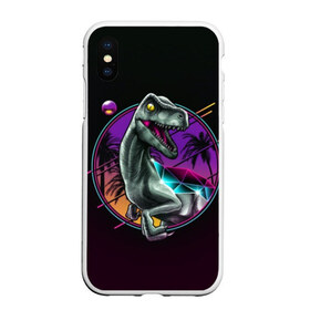 Чехол для iPhone XS Max матовый с принтом неон в Ухте, Силикон | Область печати: задняя сторона чехла, без боковых панелей | Тематика изображения на принте: арт | графика | динозавр | диско | неон | рисунок