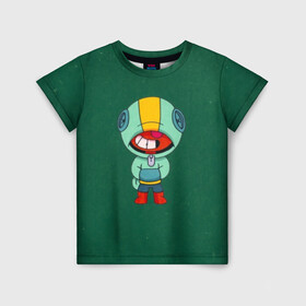 Детская футболка 3D с принтом Brawl Stars в Ухте, 100% гипоаллергенный полиэфир | прямой крой, круглый вырез горловины, длина до линии бедер, чуть спущенное плечо, ткань немного тянется | Тематика изображения на принте: brawl stars | moba | барли | ворон | джин | динамайк | дэррил | игра | карл | кольт | леон | мортис | нита | пайпер | пенни | поко | пэм | рико | спайк | тара | фрэнк | шелли | эль примо