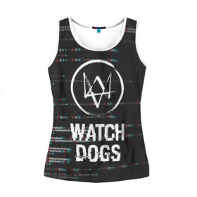 Женская майка 3D с принтом WATCH DOGS в Ухте, 100% полиэстер | круглая горловина, прямой силуэт, длина до линии бедра | action | ct os | ded sec | fox | game | gamer | glitch | hacker | player | watch dogs | watch dogs 2 | глитч | знак лиса | игра | компьютерная игра | маркус | хакер