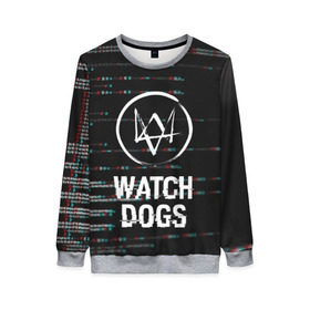 Женский свитшот 3D с принтом WATCH DOGS в Ухте, 100% полиэстер с мягким внутренним слоем | круглый вырез горловины, мягкая резинка на манжетах и поясе, свободная посадка по фигуре | action | ct os | ded sec | fox | game | gamer | glitch | hacker | player | watch dogs | watch dogs 2 | глитч | знак лиса | игра | компьютерная игра | маркус | хакер