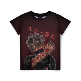 Детская футболка 3D с принтом Scarlxrd в Ухте, 100% гипоаллергенный полиэфир | прямой крой, круглый вырез горловины, длина до линии бедер, чуть спущенное плечо, ткань немного тянется | cкриминг | heart attack | hip hap | rap | scarlxrd | scream | trap | иероглифы | лодр | метал | музыка | репер | скар | скарлорд | скрим | трэп | хип хоп | японский | スカー藩主