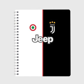Тетрадь с принтом Ronaldo Juventus Home 19 20 в Ухте, 100% бумага | 48 листов, плотность листов — 60 г/м2, плотность картонной обложки — 250 г/м2. Листы скреплены сбоку удобной пружинной спиралью. Уголки страниц и обложки скругленные. Цвет линий — светло-серый
 | Тематика изображения на принте: cristiano ronaldo | juventus | ronaldo | криштиану роналду | роналду | футбол | ювентус