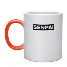 Кружка хамелеон с принтом SENPAI в Ухте, керамика | меняет цвет при нагревании, емкость 330 мл | ahegao | anime | glitch | senpai | аниме | ахегао | глитч | надписи | семпай | сенпай