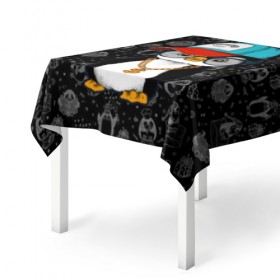 Скатерть 3D с принтом Хипстер пингвин в Ухте, 100% полиэстер (ткань не мнется и не растягивается) | Размер: 150*150 см | 