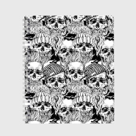Тетрадь с принтом Human skulls в Ухте, 100% бумага | 48 листов, плотность листов — 60 г/м2, плотность картонной обложки — 250 г/м2. Листы скреплены сбоку удобной пружинной спиралью. Уголки страниц и обложки скругленные. Цвет линий — светло-серый
 | beard | death | fashionable | hairstyle | hat | hipster | human | knitted | men | mustache | skull | street | style | symbol | борода | вязаная | модная | мужчины | прическа | символ | стиль | уличный | усы | хипстер | человеческие | черепа | шап