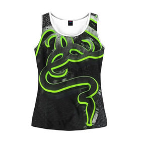 Женская майка 3D RAZER: в Ухте, 100% полиэстер | круглая горловина, прямой силуэт, длина до линии бедра | game | razer | texture | зеленый | игровое лого | игромания | игры | рэйзер | текстуры