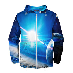 Мужская ветровка 3D с принтом Космос в Ухте, 100% полиэстер | подол и капюшон оформлены резинкой с фиксаторами, два кармана без застежек по бокам, один потайной карман на груди | galaxy | nasa | nebula | space | star | абстракция | вселенная | галактика | звезда | звезды | космический | наса | планеты