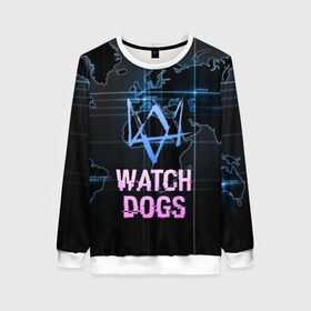 Женский свитшот 3D с принтом WATCH DOGS в Ухте, 100% полиэстер с мягким внутренним слоем | круглый вырез горловины, мягкая резинка на манжетах и поясе, свободная посадка по фигуре | action | ct os | ded sec | fox | game | gamer | glitch | hacker | player | watch dogs | watch dogs 2 | глитч | знак лиса | игра | компьютерная игра | маркус | хакер