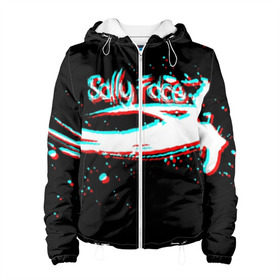 Женская куртка 3D с принтом Sally Face (Glitch). в Ухте, ткань верха — 100% полиэстер, подклад — флис | прямой крой, подол и капюшон оформлены резинкой с фиксаторами, два кармана без застежек по бокам, один большой потайной карман на груди. Карман на груди застегивается на липучку | face | game | horror | larry | sally | sally face | sanity s fall | игра | ларри | мальчик с протезом | салли | салли фейс | ужасы