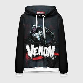 Мужская толстовка 3D с принтом VENOM в Ухте, 100% полиэстер | двухслойный капюшон со шнурком для регулировки, мягкие манжеты на рукавах и по низу толстовки, спереди карман-кенгуру с мягким внутренним слоем. | Тематика изображения на принте: comics | eddie brock | marvel | spider man | venom | веном | едди брок | едди брокк | комикс | марвел | марвэл | человек паук