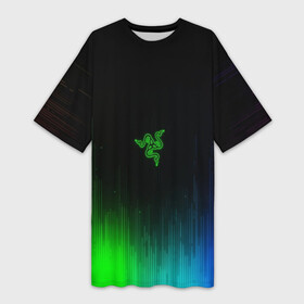Платье-футболка 3D RAZER NEON: в Ухте,  |  | game | razer | texture | зеленый | игровое лого | игромания | игры | рэйзер | текстуры