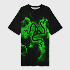 Платье-футболка 3D RAZER: в Ухте,  |  | game | razer | texture | зеленый | игровое лого | игромания | игры | рэйзер | текстуры