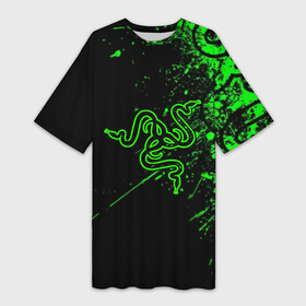 Платье-футболка 3D RAZER: в Ухте,  |  | game | razer | texture | зеленый | игровое лого | игромания | игры | рэйзер | текстуры