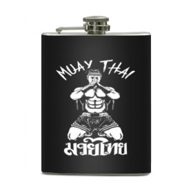 Фляга с принтом Muay Thai в Ухте, металлический корпус | емкость 0,22 л, размер 125 х 94 мм. Виниловая наклейка запечатывается полностью | fight | muay thai | thai boxing | ufc | бокс | ката | кикбоксин | лаос | лоу кик | муай | мьянма | поединок | таиланд | тай | тайский | таолу