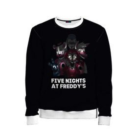 Детский свитшот 3D с принтом Five Nights At Freddys в Ухте, 100% полиэстер | свободная посадка, прямой крой, мягкая тканевая резинка на рукавах и понизу свитшота | 5 ночей с фредди | five nights at freddys | foxy | аниматроники | игра | компьютерная игра | робот | фокси | фредди | фреди | чика