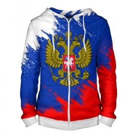 Мужская толстовка 3D на молнии с принтом RUSSIA SPORT в Ухте, 100% полиэстер | длина до линии бедра, манжеты и пояс оформлены мягкой тканевой резинкой, двухслойный капюшон со шнурком для регулировки, спереди молния, по бокам два кармана | fc | football | football club | patriot | russia | sport | патриотизм | россия | спорт | спортивные | униформа | фирменные цвета | фк | футбол | футбольный клуб | я русский