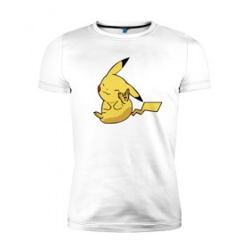 Мужская футболка премиум с принтом Пикачу в Ухте, 92% хлопок, 8% лайкра | приталенный силуэт, круглый вырез ворота, длина до линии бедра, короткий рукав | detective pikachu | pikachu | pokeball | pokemon | детектив пикачу | пикачу | покебол | покемон