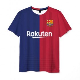 Мужская футболка 3D с принтом Messi home v3 19-20 в Ухте, 100% полиэфир | прямой крой, круглый вырез горловины, длина до линии бедер | 