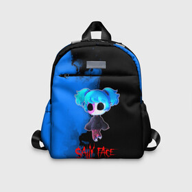Детский рюкзак 3D с принтом SALLY FACE в Ухте, 100% полиэстер | лямки с регулируемой длиной, сверху петелька, чтобы рюкзак можно было повесить на вешалку. Основное отделение закрывается на молнию, как и внешний карман. Внутри дополнительный карман. По бокам два дополнительных кармашка | Тематика изображения на принте: blue | diane | face | fisher | gizmo | henry | johnson | killer | larry | sally | генри | гизмо | джонсон | диана | ларри | лицо | парень в маске | салли | фейс | фишер