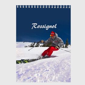 Скетчбук с принтом Rossignol в Ухте, 100% бумага
 | 48 листов, плотность листов — 100 г/м2, плотность картонной обложки — 250 г/м2. Листы скреплены сверху удобной пружинной спиралью | Тематика изображения на принте: france | movement | rossignol | snow | speed | вершина | горные лыжи | горы | движение | скорость | снег | франция
