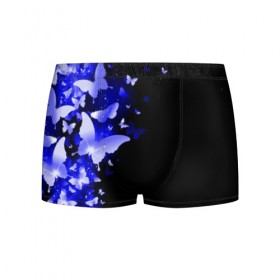 Мужские трусы 3D с принтом СИНИЕ БАБОЧКИ в Ухте, 50% хлопок, 50% полиэстер | классическая посадка, на поясе мягкая тканевая резинка | Тематика изображения на принте: butterflies | texture | бабочки | мода | текстуры | эффект бабочки