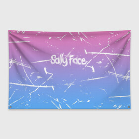 Флаг-баннер с принтом SALLY FACE в Ухте, 100% полиэстер | размер 67 х 109 см, плотность ткани — 95 г/м2; по краям флага есть четыре люверса для крепления | face | game | horror | larry | sally | sally face | sanity s fall | брызги | игра | краски | ларри | мальчик с протезом | салли | салли фейс | ужасы