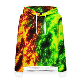 Женская толстовка 3D с принтом TOXIC FLAME в Ухте, 100% полиэстер  | двухслойный капюшон со шнурком для регулировки, мягкие манжеты на рукавах и по низу толстовки, спереди карман-кенгуру с мягким внутренним слоем. | battle | battle fire | bright | fire | flame | heat | light | toxic | toxic flame | wildfire | битва | битва огней | искры | огненный | огонь | пламя | пожар | токсичное пламя