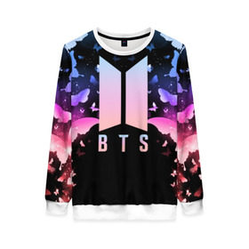 Женский свитшот 3D с принтом BTS BUTTERFLIES в Ухте, 100% полиэстер с мягким внутренним слоем | круглый вырез горловины, мягкая резинка на манжетах и поясе, свободная посадка по фигуре | bangtan boys | bt21 | bts | bts army | bts stickers | butterflies | j hope | jimin | jin | jungkook | k pop | rap monster | rapmon | suga | v | бабочки | бтс | корея | стикеры bts