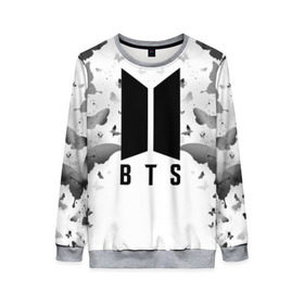Женский свитшот 3D с принтом BTS BUTTERFLIES в Ухте, 100% полиэстер с мягким внутренним слоем | круглый вырез горловины, мягкая резинка на манжетах и поясе, свободная посадка по фигуре | bangtan boys | bt21 | bts | bts army | bts stickers | butterflies | j hope | jimin | jin | jungkook | k pop | rap monster | rapmon | suga | v | бабочки | бтс | корея | стикеры bts